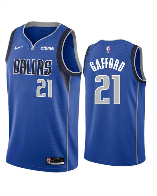 Mens Dallas Mavericks #21 Daniel Gafford Blue Icon Edition Stitched Basketball Jersey Dzhi